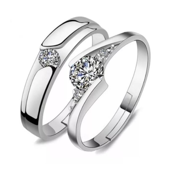 2 Rings 925 Sterling Silver Ring Crossed Simple Minimalist Engagement Rings Open - Picture 2 of 3